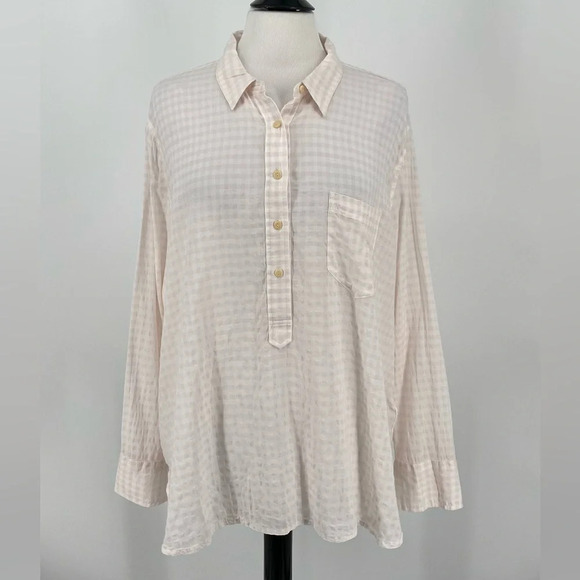 J Crew Classic Fit Popover Shirt In Soft Gauze Gingham - Picture 2 of 8